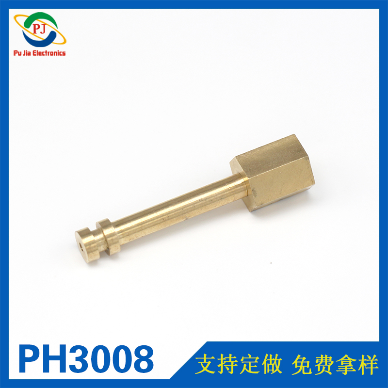 PH3008|M6螺紋柱形車床件 純銅鍍金件加工 五金件定